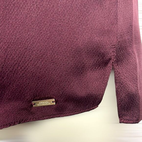 NWT NEW Armani Exchange Burgundy Silk Black Lace Cami Spaghetti Straps Top S - Picture 10 of 16